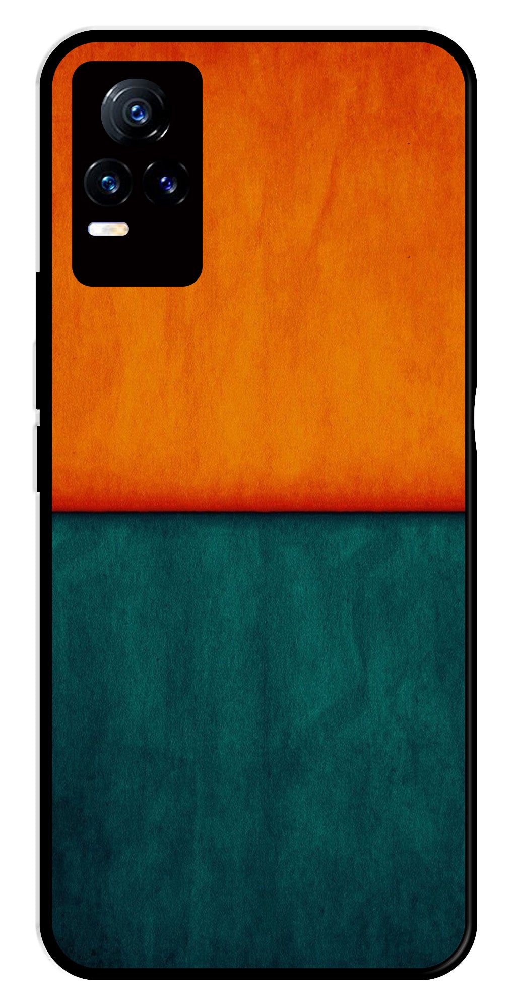 Orange Green Pattern Metal Mobile Case for Vivo Y73 4G   (Design No -45)