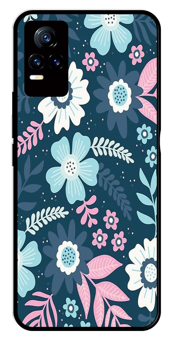 Flower Leaves Design Metal Mobile Case for Vivo V21E 4G   (Design No -50)