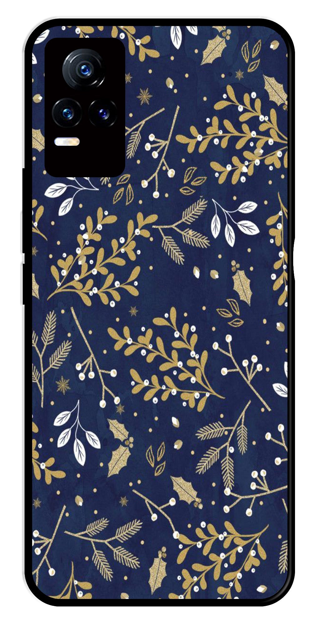Floral Pattern  Metal Mobile Case for Vivo V21E 4G   (Design No -52)