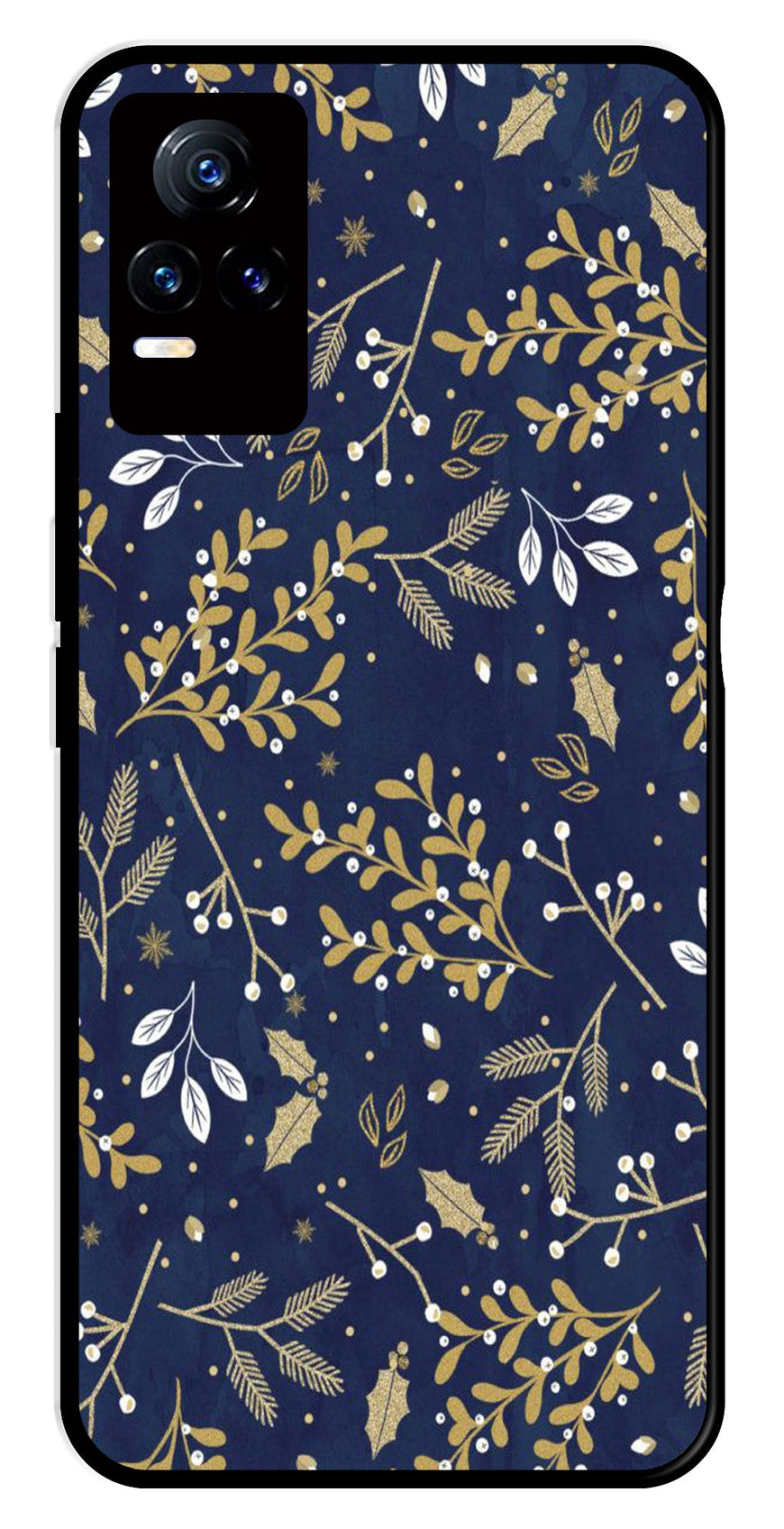 Floral Pattern  Metal Mobile Case for Vivo V21E 4G   (Design No -52)