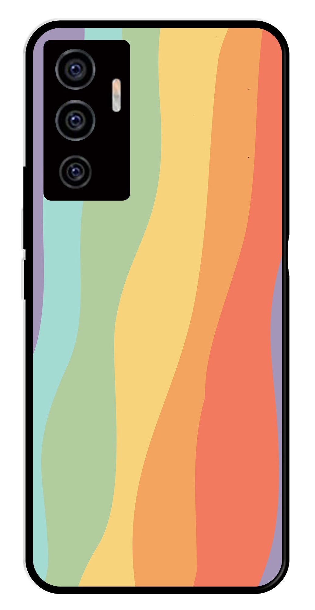 Muted Rainbow Metal Mobile Case for Vivo V22E 5G   (Design No -02)