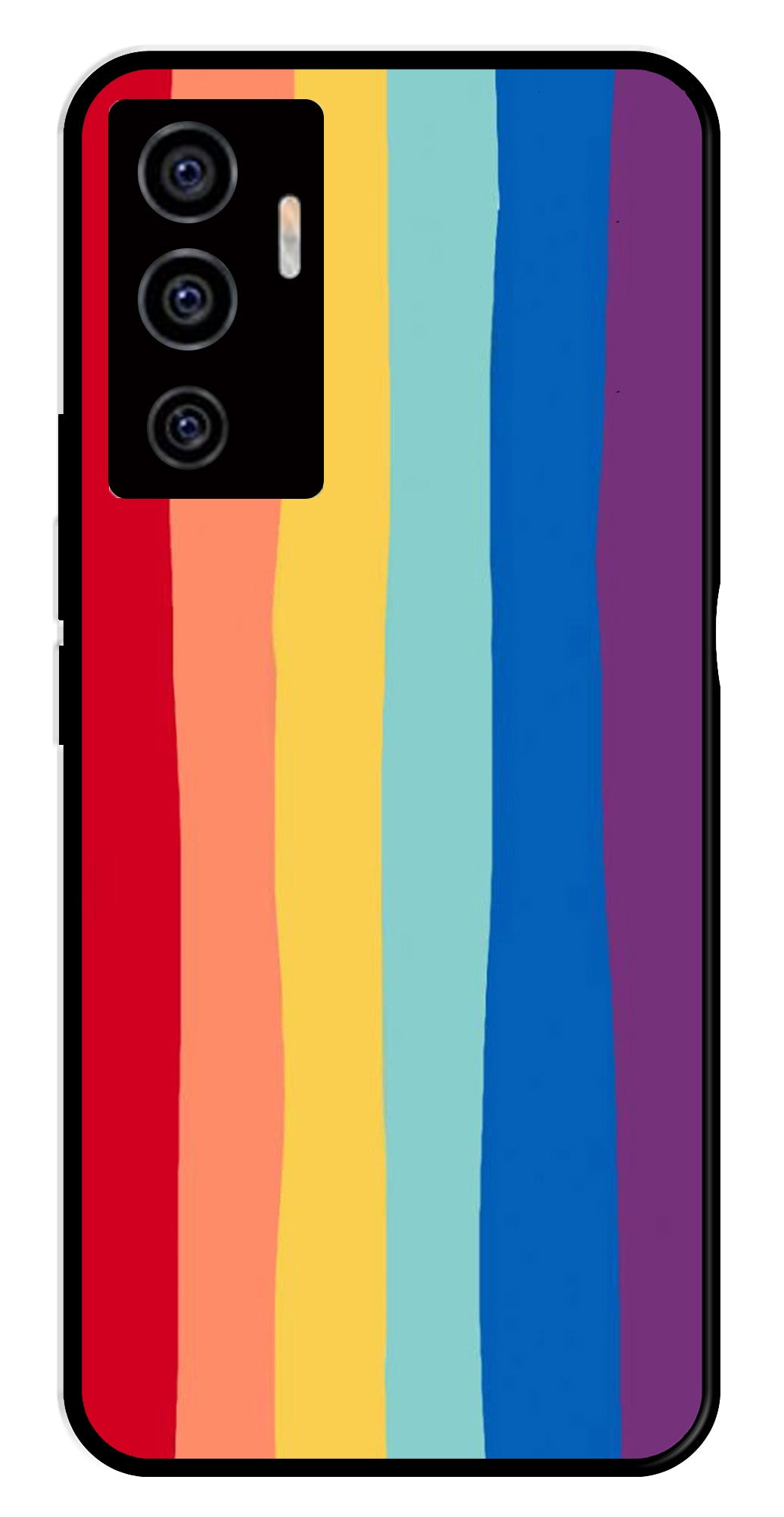 Rainbow MultiColor Metal Mobile Case for Vivo V22E 5G   (Design No -03)