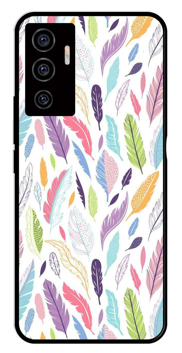 Colorful Feathers Metal Mobile Case for Vivo V22E 5G   (Design No -06)