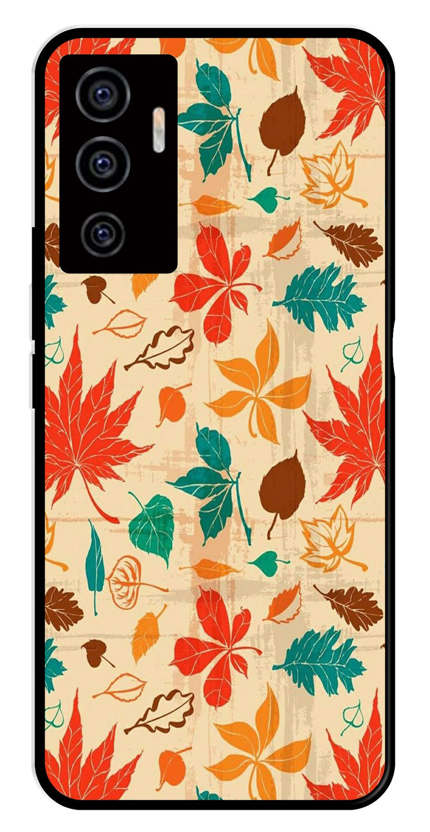 Leafs Design Metal Mobile Case for Vivo V22E 5G   (Design No -14)