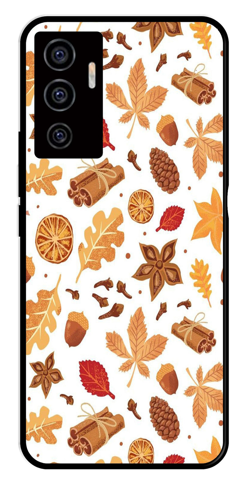 Autumn Leaf Metal Mobile Case for Vivo V22E 5G   (Design No -19)