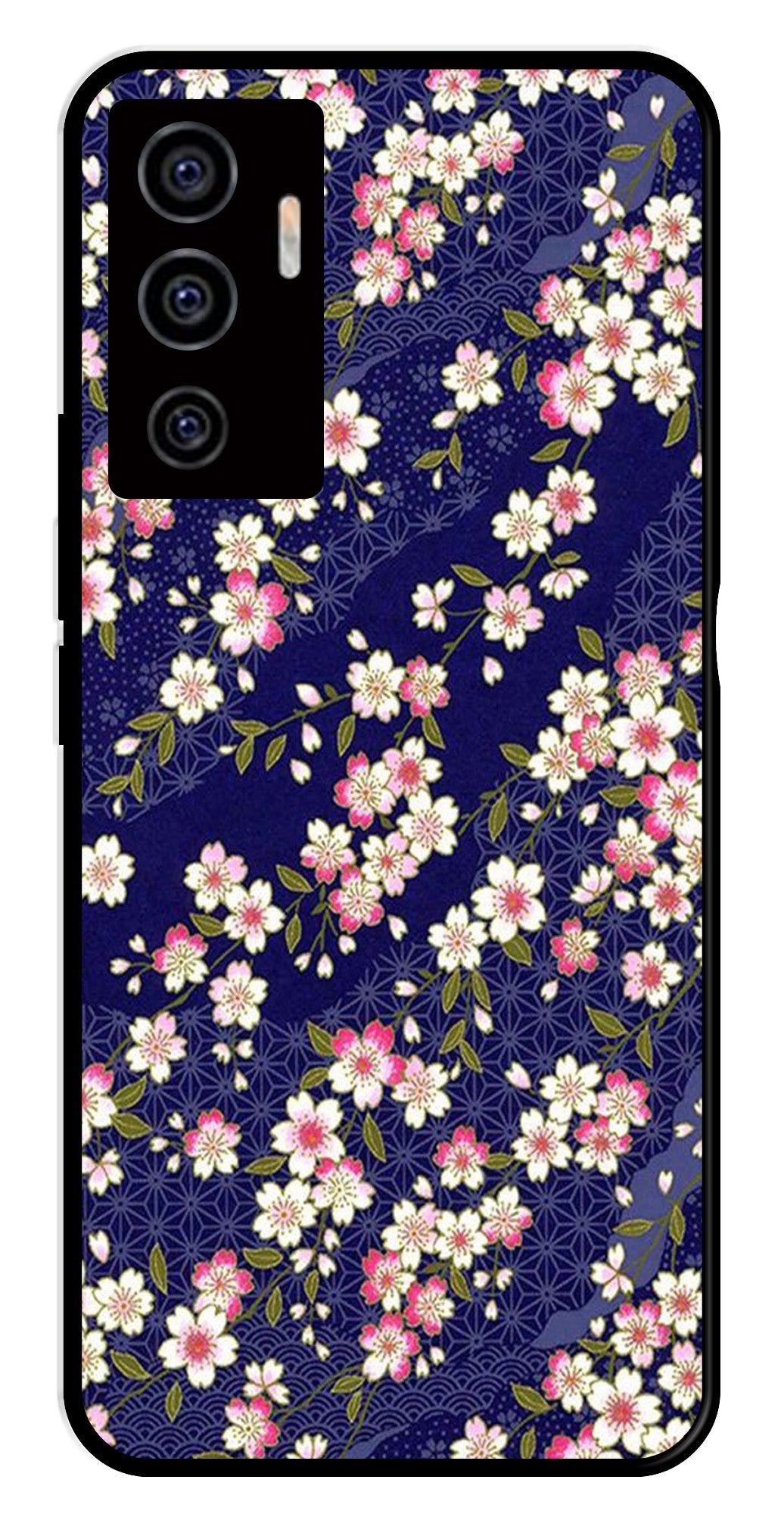 Flower Design Metal Mobile Case for Vivo V22E 5G   (Design No -25)