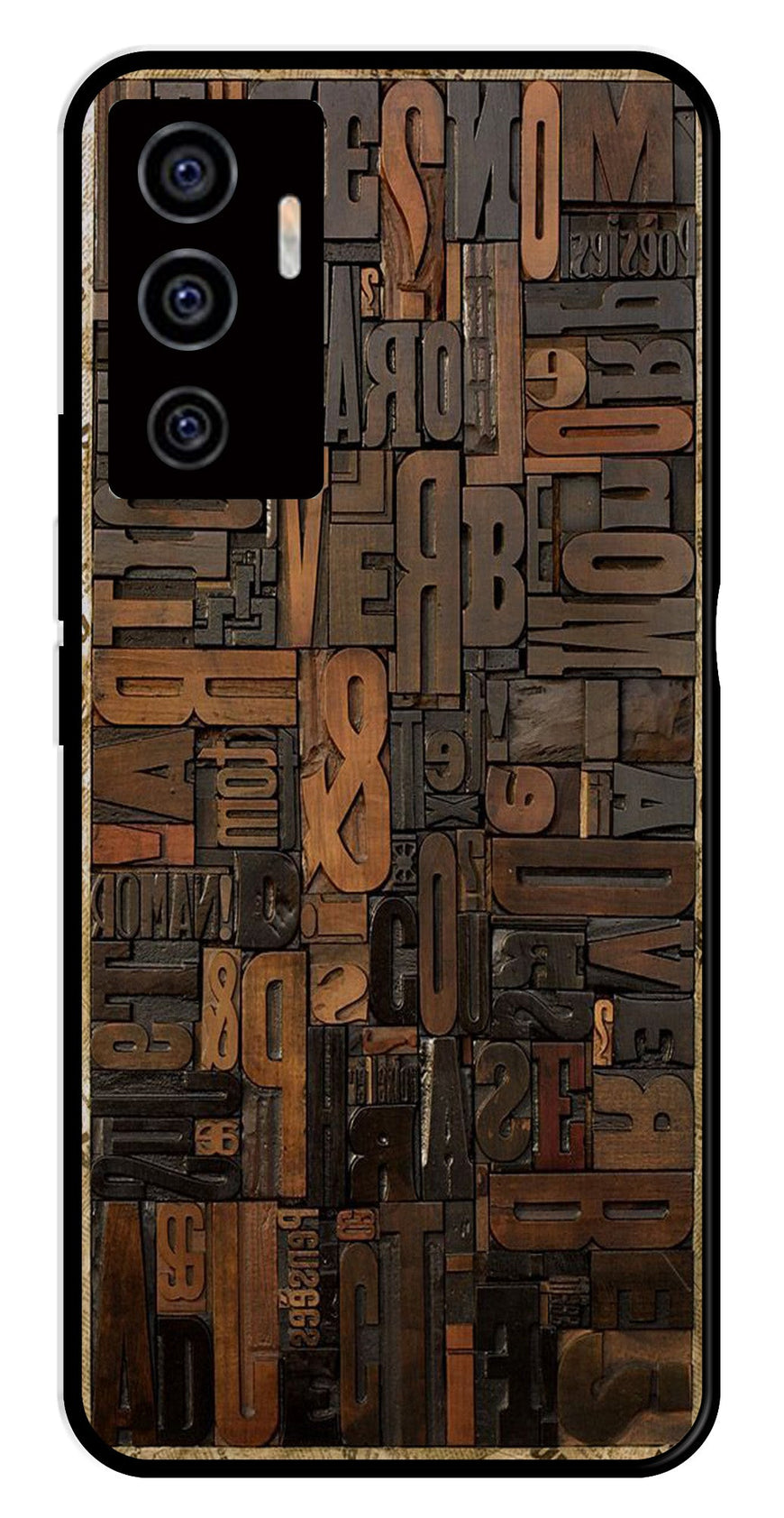 Alphabets Metal Mobile Case for Vivo V22E 5G   (Design No -32)