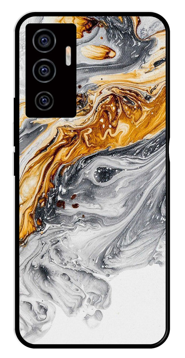 Marble Pattern Metal Mobile Case for Vivo V22E 5G   (Design No -36)