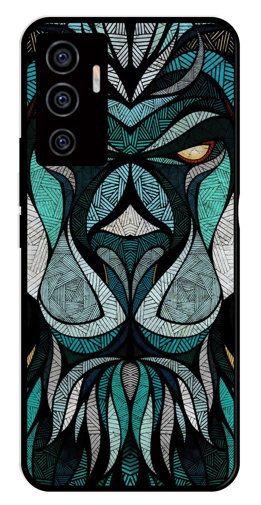 Lion Pattern Metal Mobile Case for Vivo V22E 5G   (Design No -40)