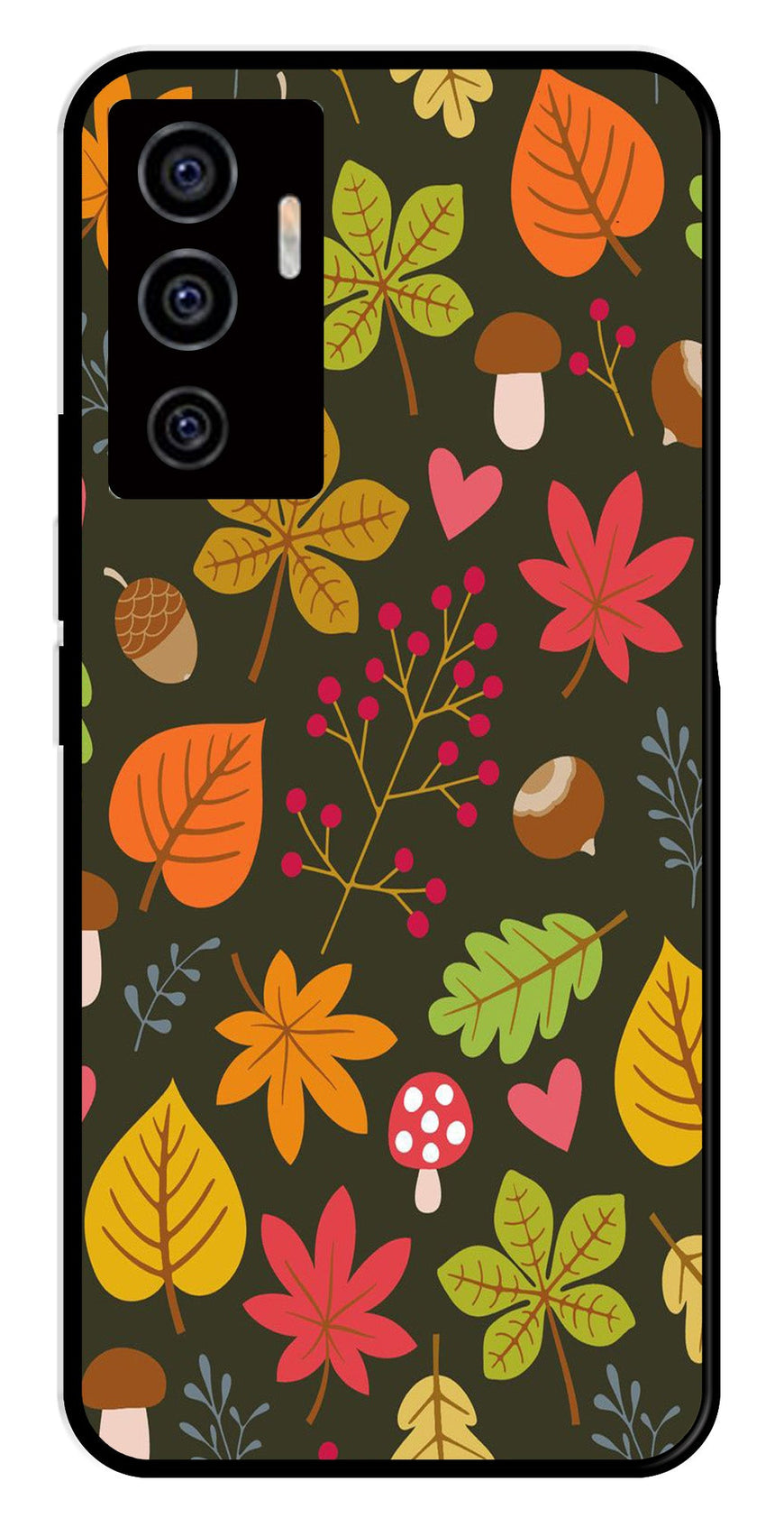 Leaves Design Metal Mobile Case for Vivo V22E 5G   (Design No -51)