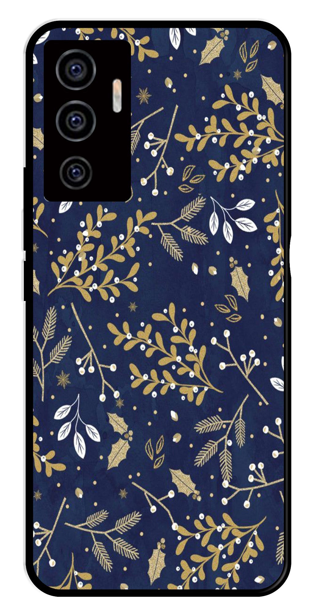 Floral Pattern  Metal Mobile Case for Vivo V22E 5G   (Design No -52)