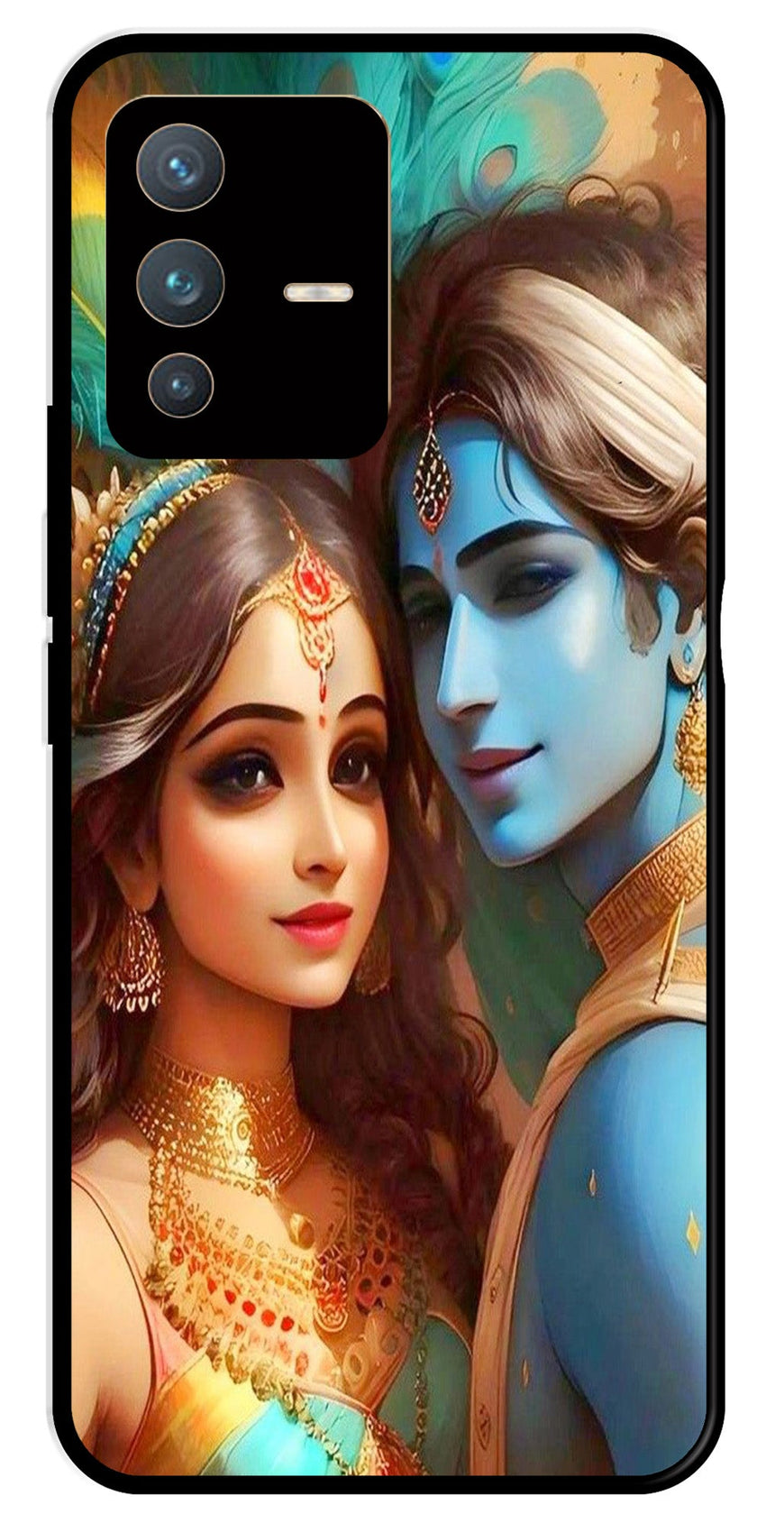 Lord Radha Krishna Metal Mobile Case for Vivo V23 5G   (Design No -01)