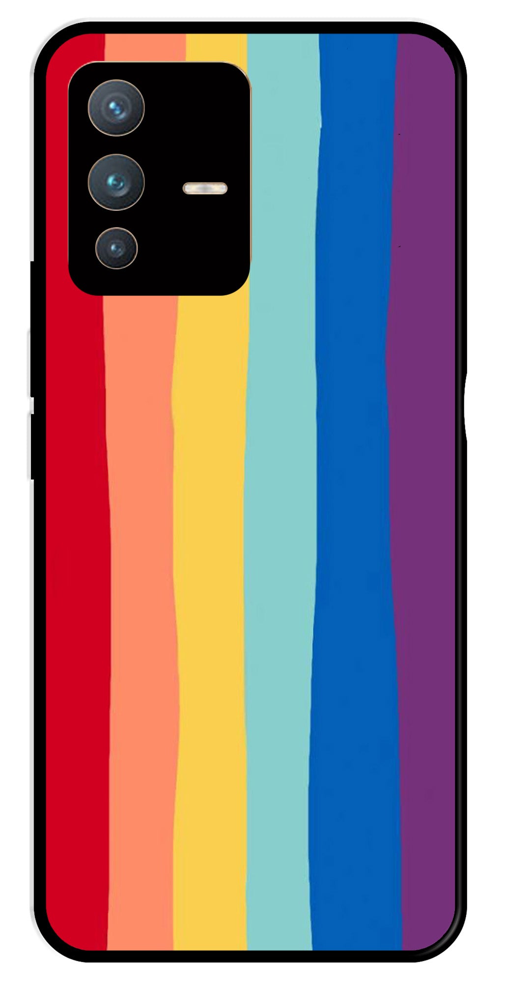 Rainbow MultiColor Metal Mobile Case for Vivo V23 5G   (Design No -03)