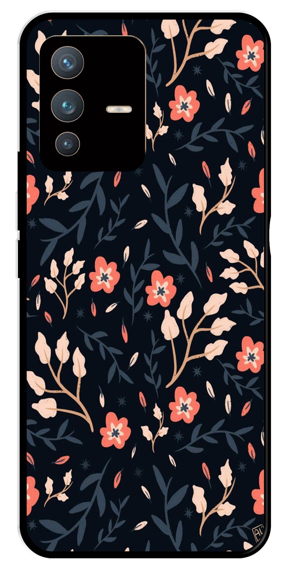 Floral Pattern Metal Mobile Case for Vivo V23 5G   (Design No -10)