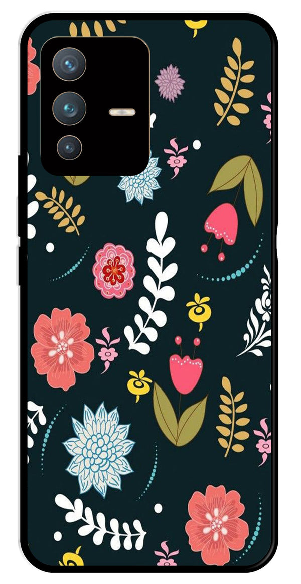 Floral Pattern2 Metal Mobile Case for Vivo V23 5G   (Design No -12)