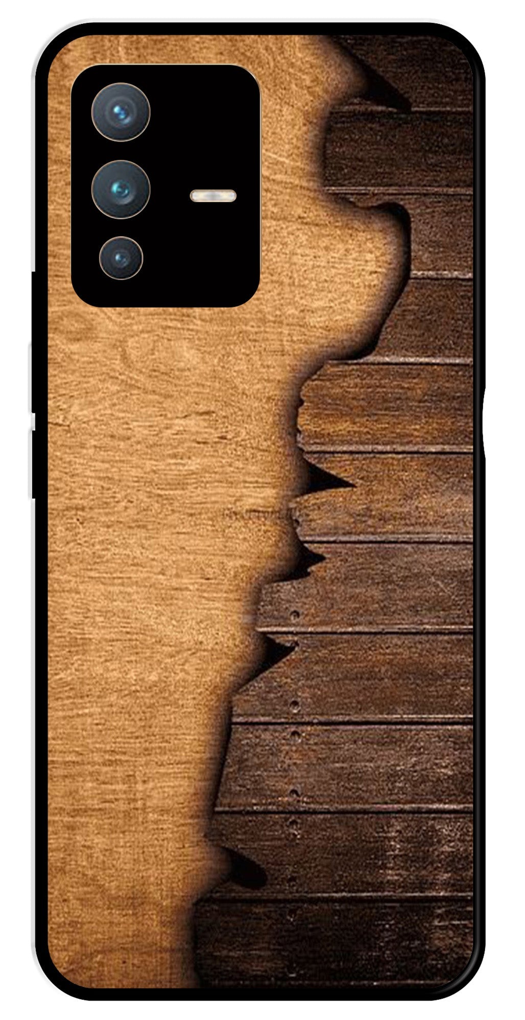 Wooden Design Metal Mobile Case for Vivo V23 5G   (Design No -13)