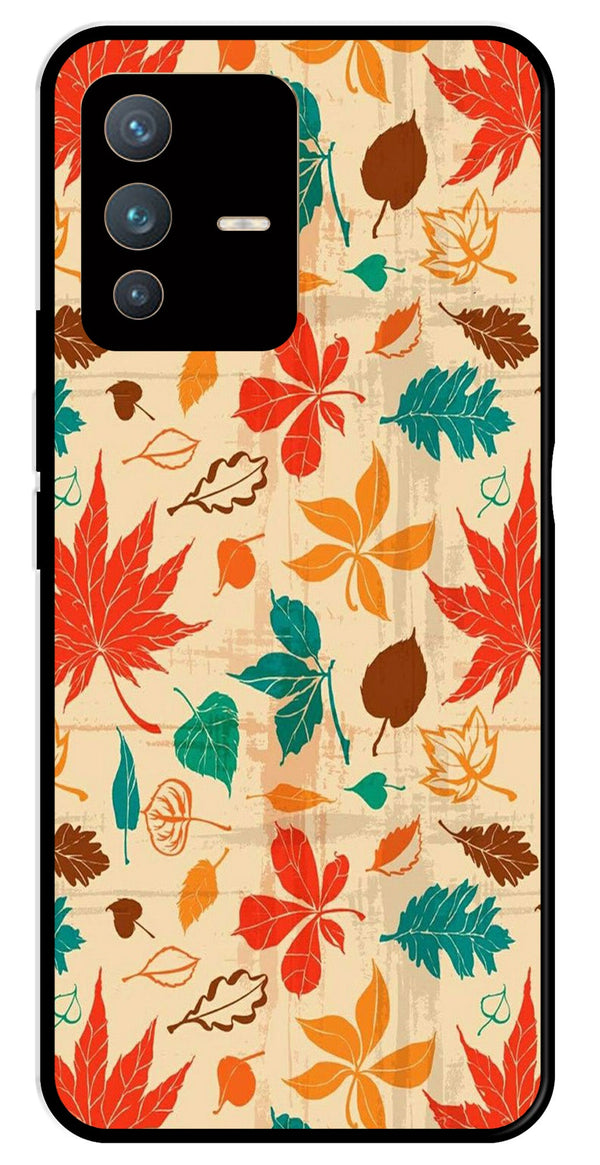 Leafs Design Metal Mobile Case for Vivo V23 5G   (Design No -14)