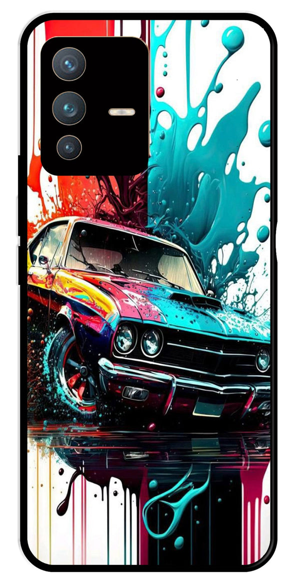 Vintage Car Metal Mobile Case for Vivo V23 5G   (Design No -29)