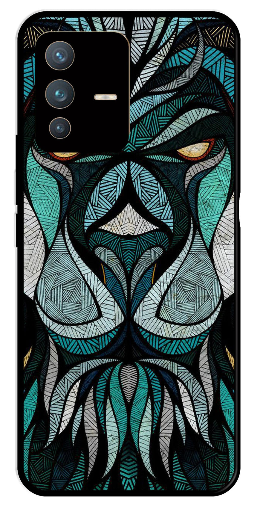 Lion Pattern Metal Mobile Case for Vivo V23 5G   (Design No -40)