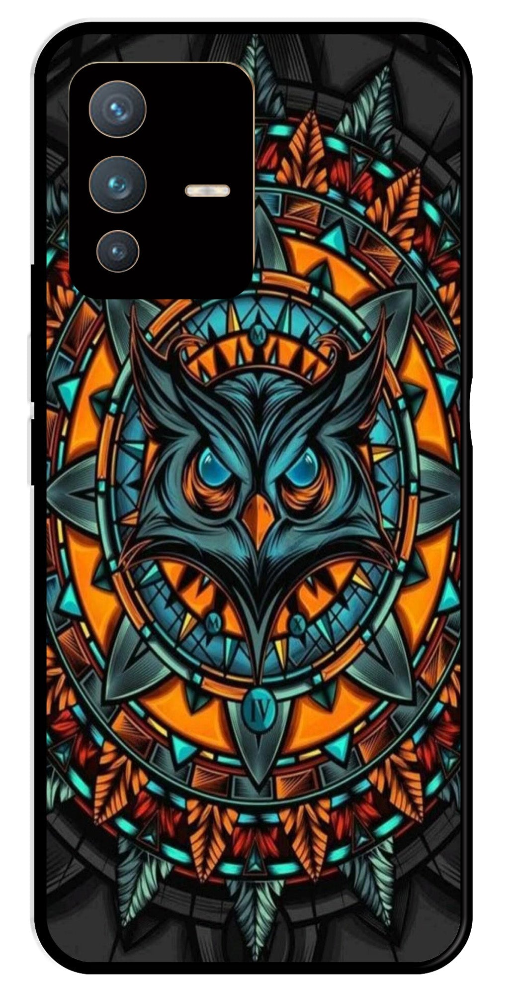 Owl Pattern Metal Mobile Case for Vivo V23 5G   (Design No -42)