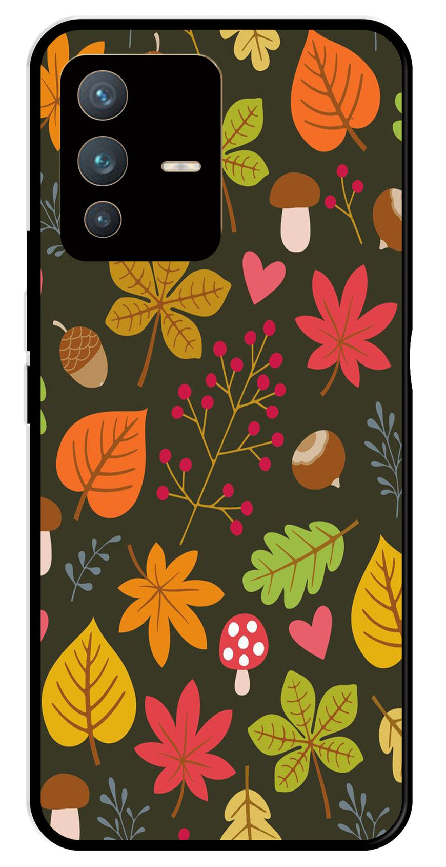 Leaves Design Metal Mobile Case for Vivo V23 5G   (Design No -51)