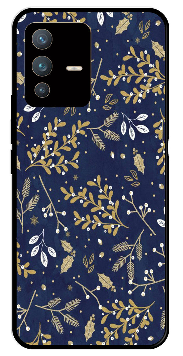 Floral Pattern  Metal Mobile Case for Vivo V23 5G   (Design No -52)