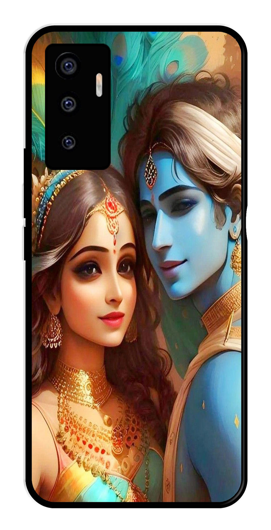 Lord Radha Krishna Metal Mobile Case for Vivo V23E 5G   (Design No -01)