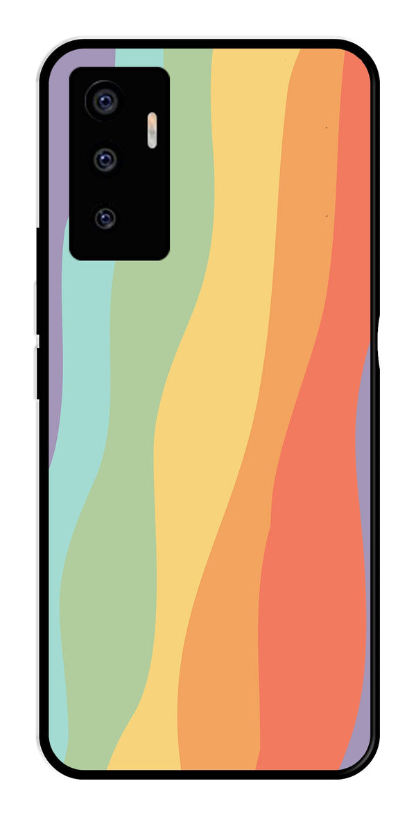 Muted Rainbow Metal Mobile Case for Vivo V23E 5G   (Design No -02)