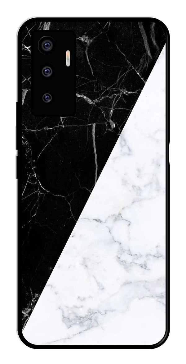 Black White Marble Design Metal Mobile Case for Vivo V23E 5G   (Design No -09)