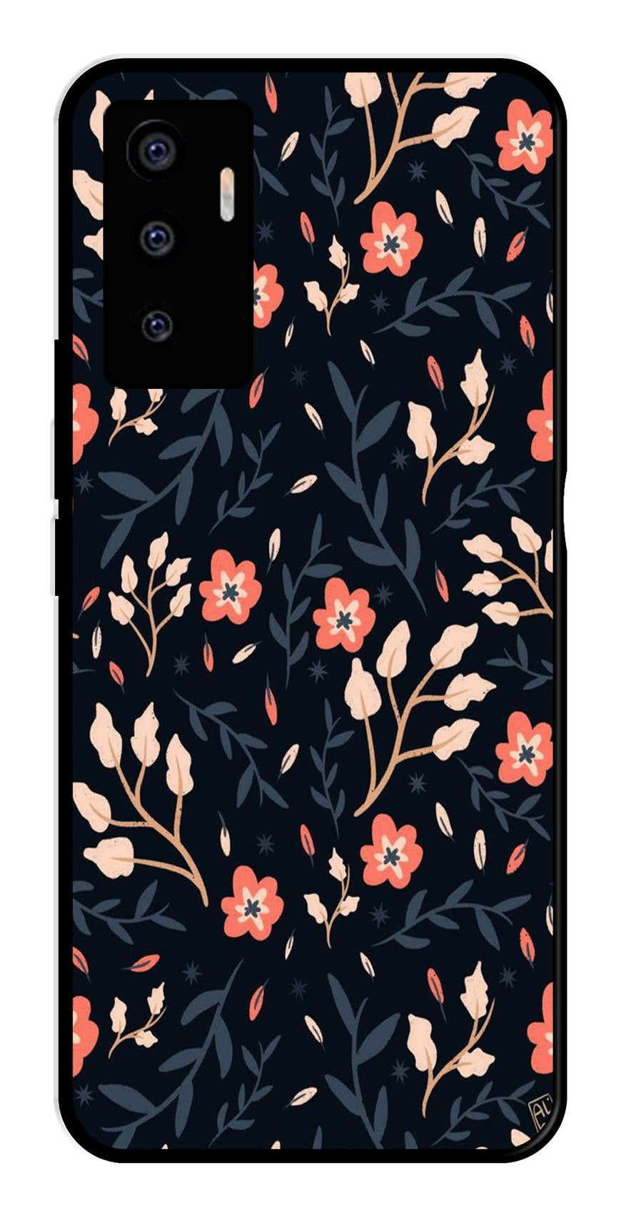 Floral Pattern Metal Mobile Case for Vivo V23E 5G   (Design No -10)