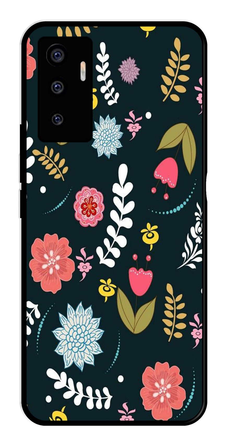 Floral Pattern2 Metal Mobile Case for Vivo V23E 5G   (Design No -12)