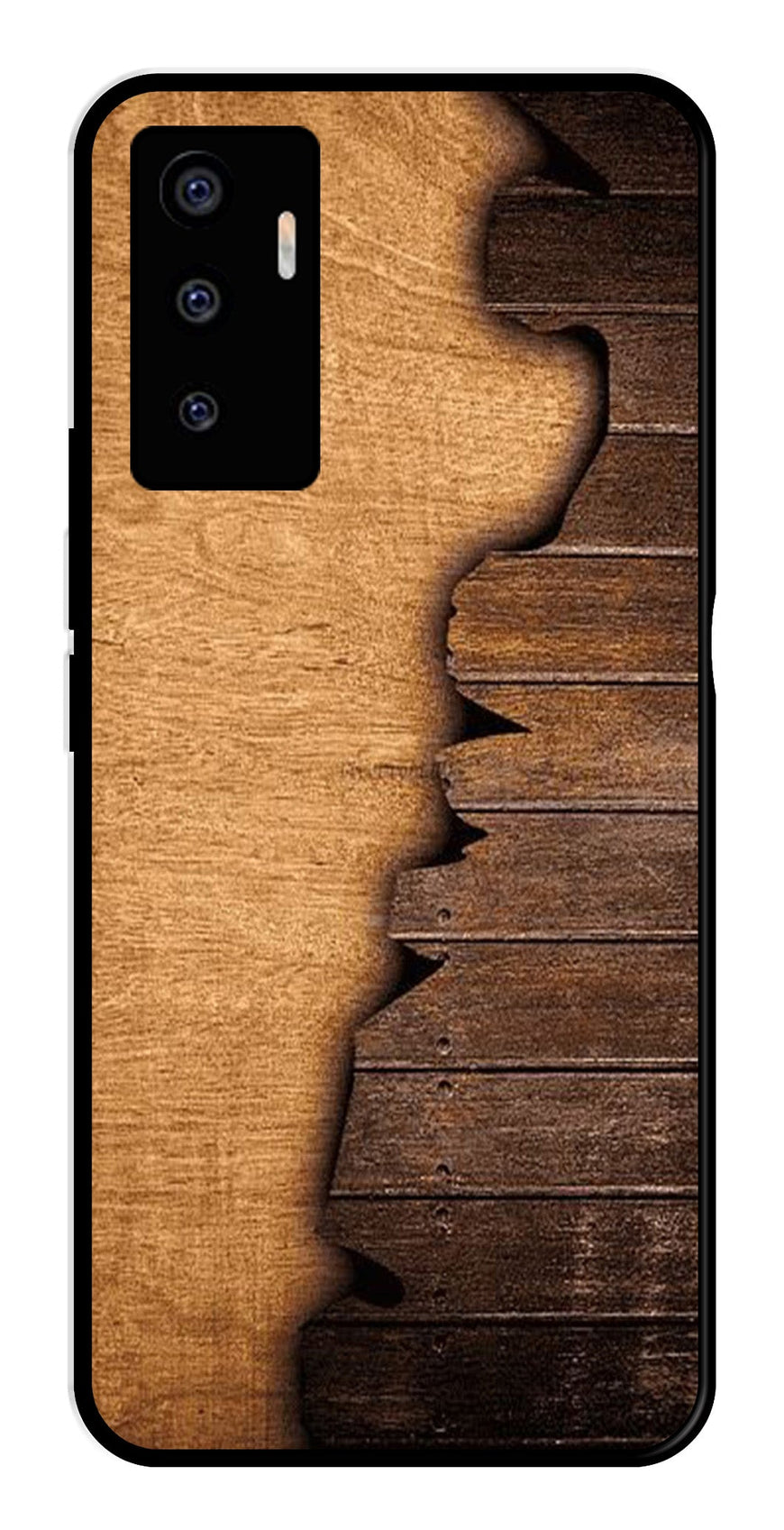 Wooden Design Metal Mobile Case for Vivo V23E 5G   (Design No -13)