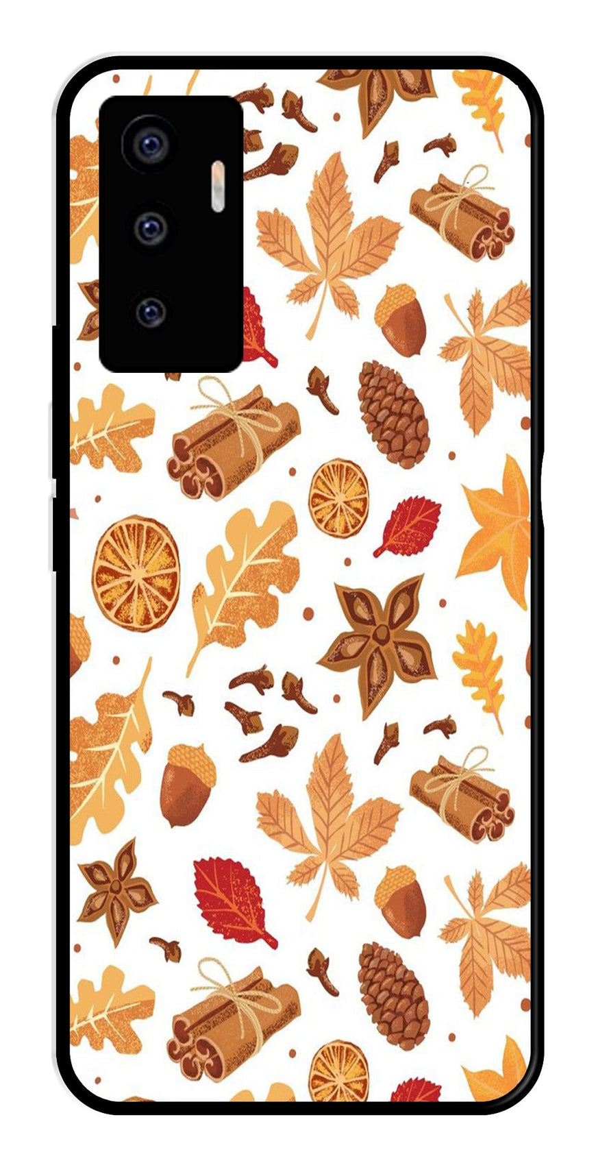 Autumn Leaf Metal Mobile Case for Vivo V23E 5G   (Design No -19)