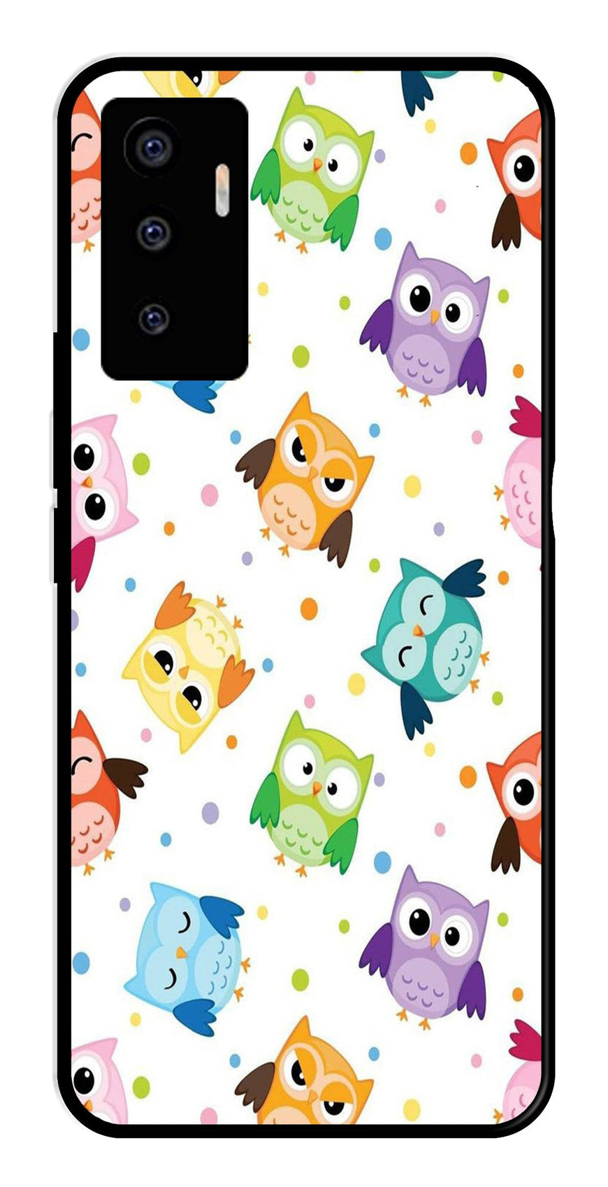 Owls Pattern Metal Mobile Case for Vivo V23E 5G   (Design No -20)
