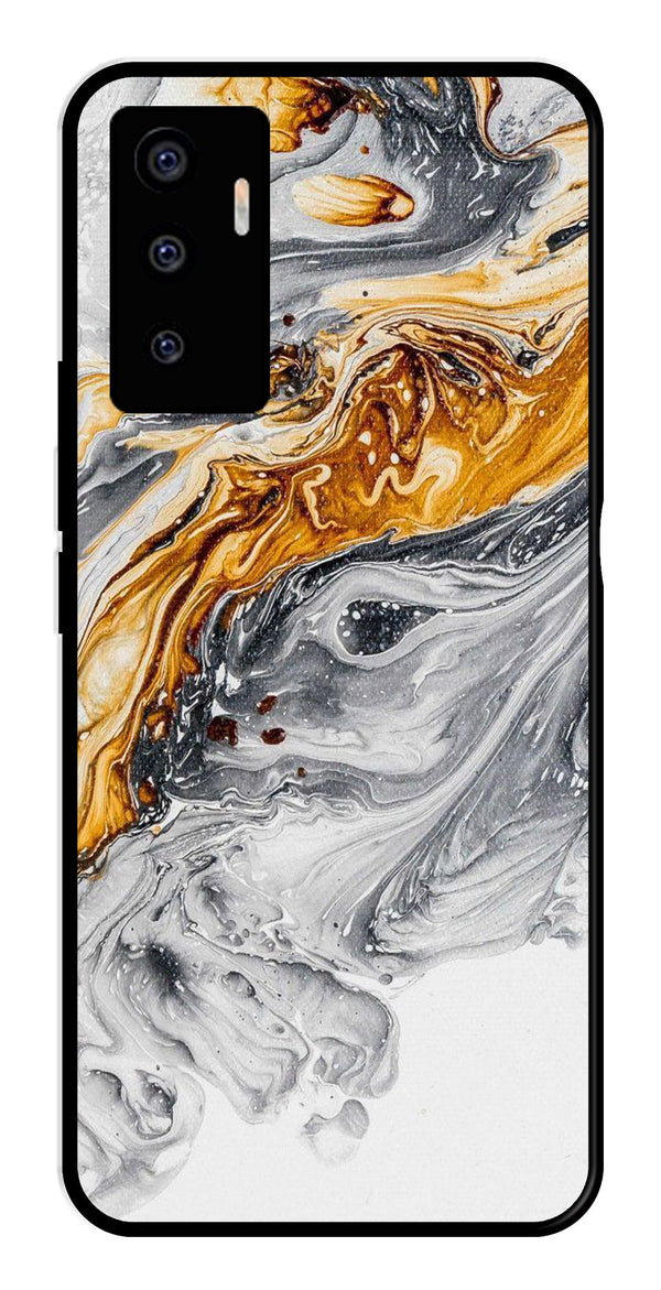 Marble Pattern Metal Mobile Case for Vivo V23E 5G   (Design No -36)