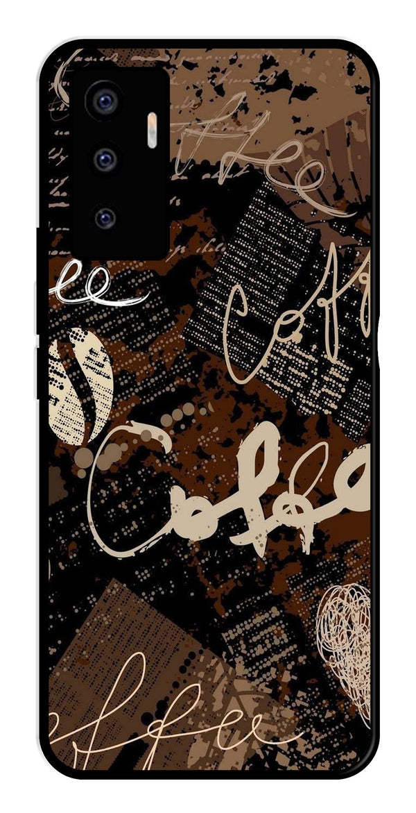 Coffee Pattern Metal Mobile Case for Vivo V23E 5G   (Design No -37)