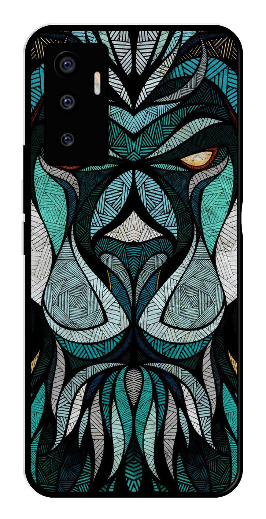 Lion Pattern Metal Mobile Case for Vivo V23E 5G   (Design No -40)