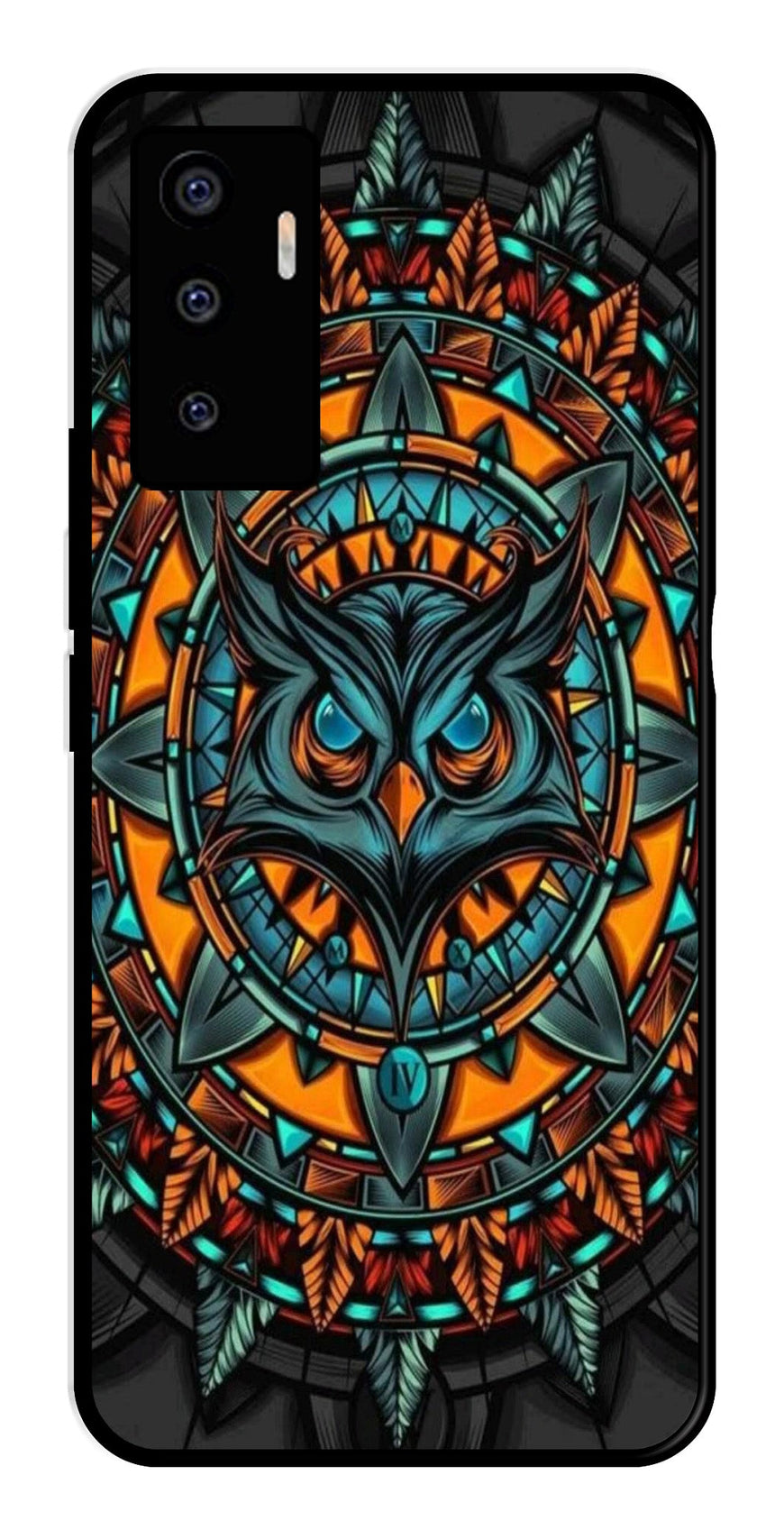 Owl Pattern Metal Mobile Case for Vivo V23E 5G   (Design No -42)