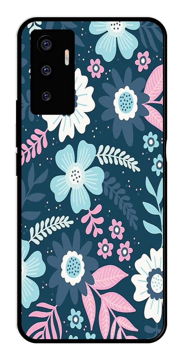 Flower Leaves Design Metal Mobile Case for Vivo V23E 5G   (Design No -50)
