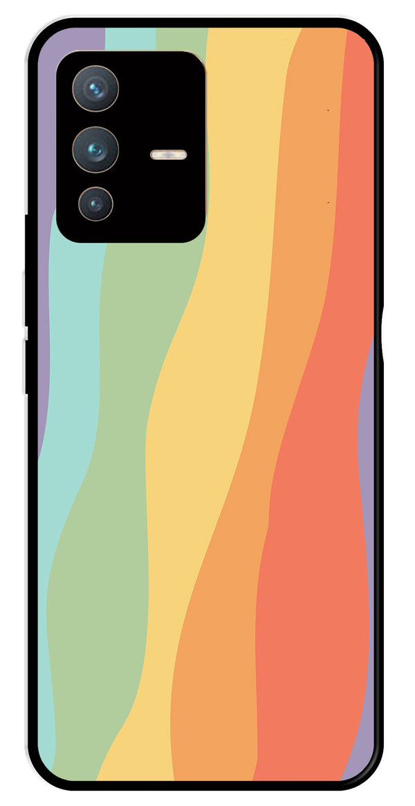 Muted Rainbow Metal Mobile Case for Vivo V23 Pro 5G   (Design No -02)