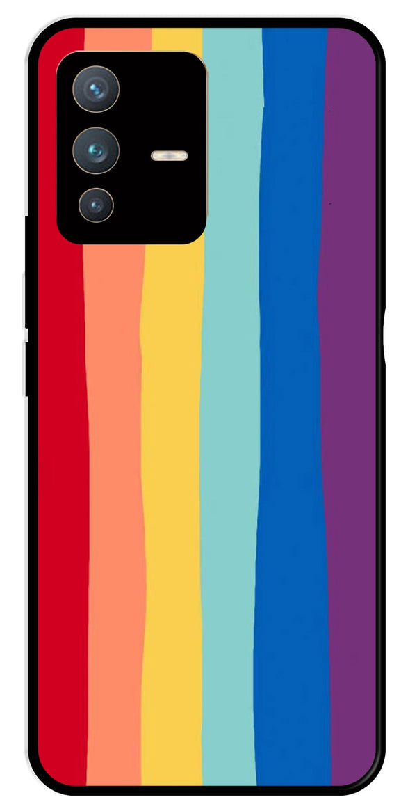 Rainbow MultiColor Metal Mobile Case for Vivo V23 Pro 5G   (Design No -03)