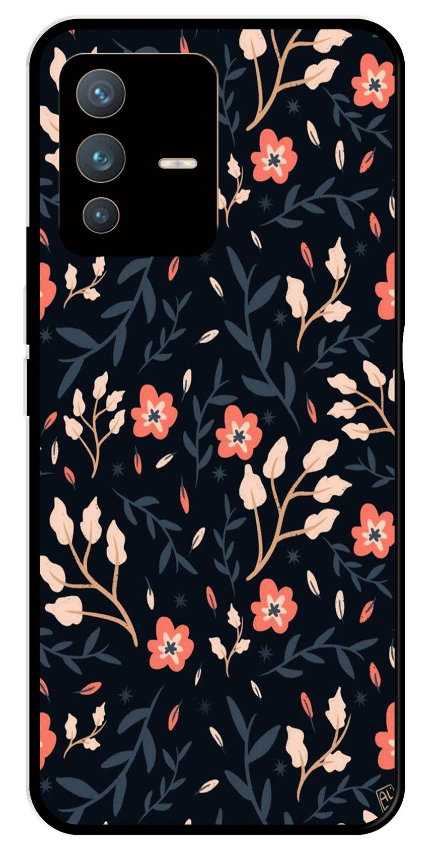 Floral Pattern Metal Mobile Case for Vivo V23 Pro 5G   (Design No -10)