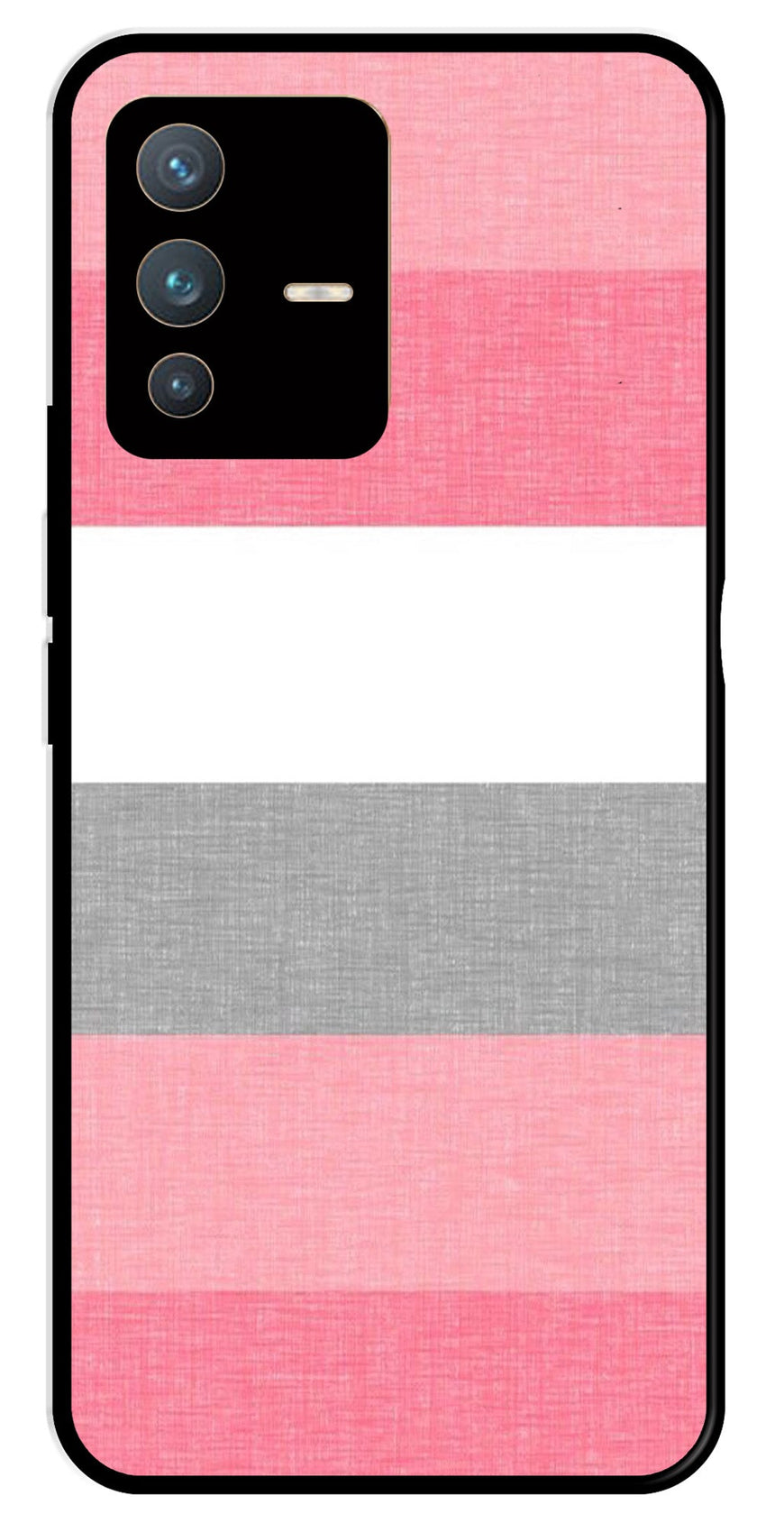 Pink Pattern Metal Mobile Case for Vivo V23 Pro 5G   (Design No -23)