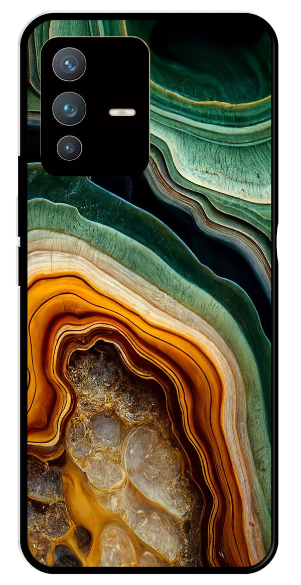 Marble Design Metal Mobile Case for Vivo V23 Pro 5G   (Design No -28)