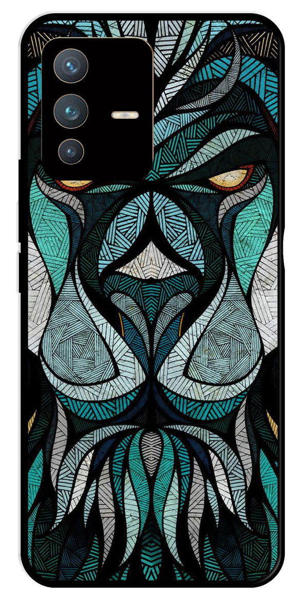 Lion Pattern Metal Mobile Case for Vivo V23 Pro 5G   (Design No -40)