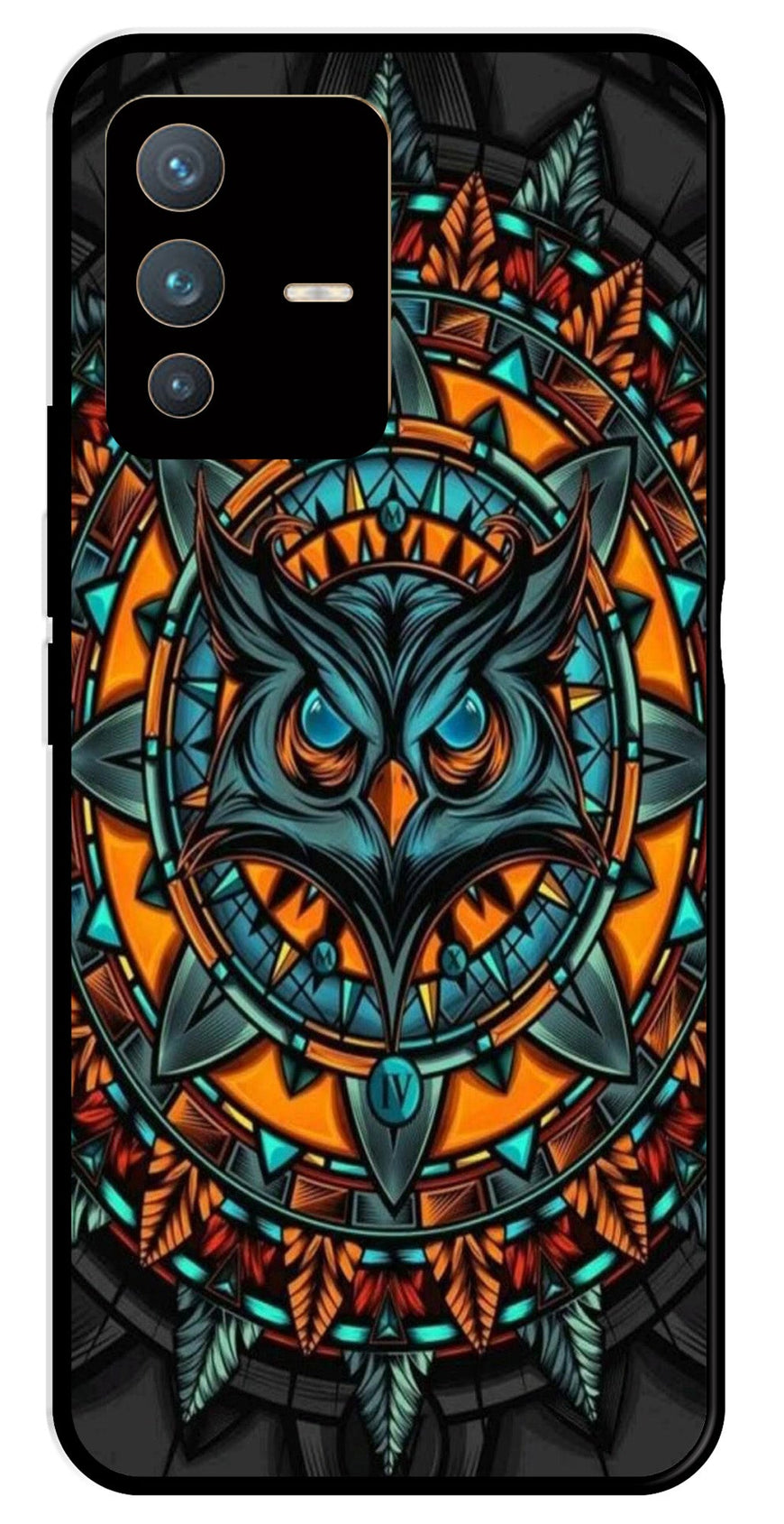Owl Pattern Metal Mobile Case for Vivo V23 Pro 5G   (Design No -42)