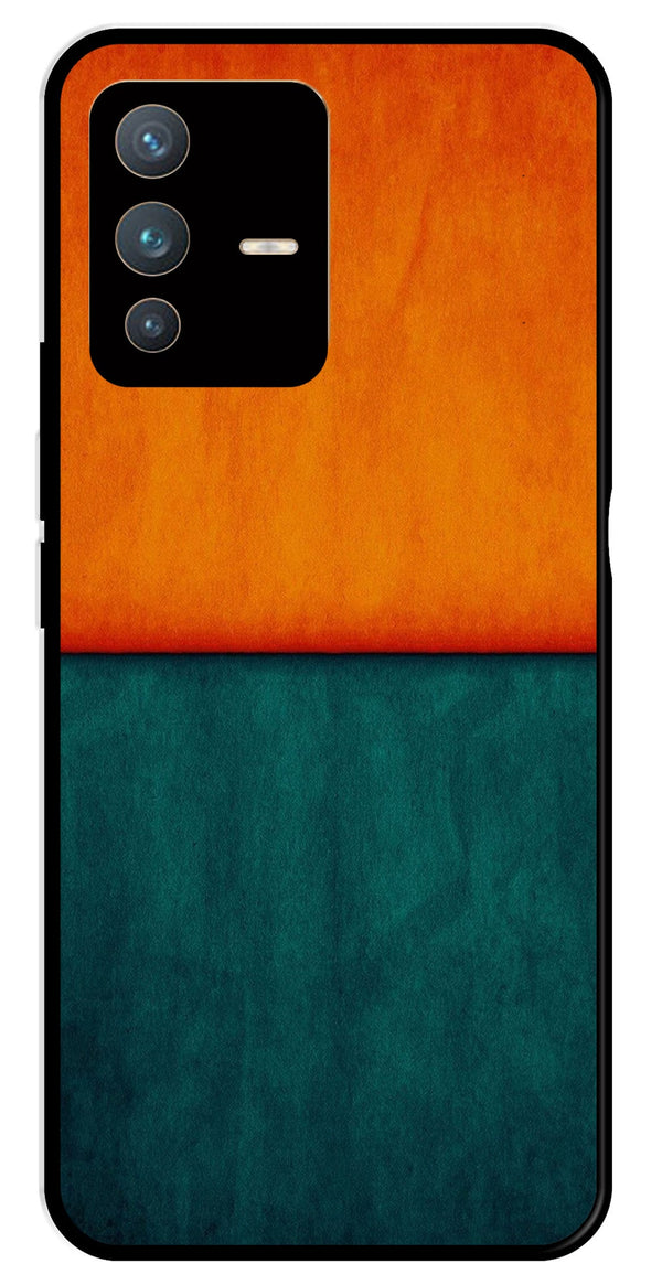 Orange Green Pattern Metal Mobile Case for Vivo V23 Pro 5G   (Design No -45)
