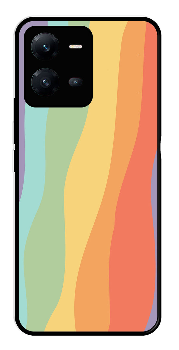 Muted Rainbow Metal Mobile Case for Vivo V25 5G   (Design No -02)