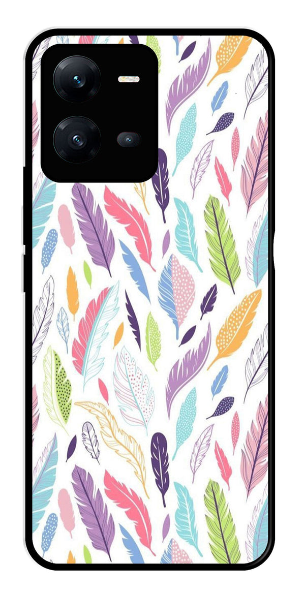 Colorful Feathers Metal Mobile Case for Vivo V25 5G   (Design No -06)