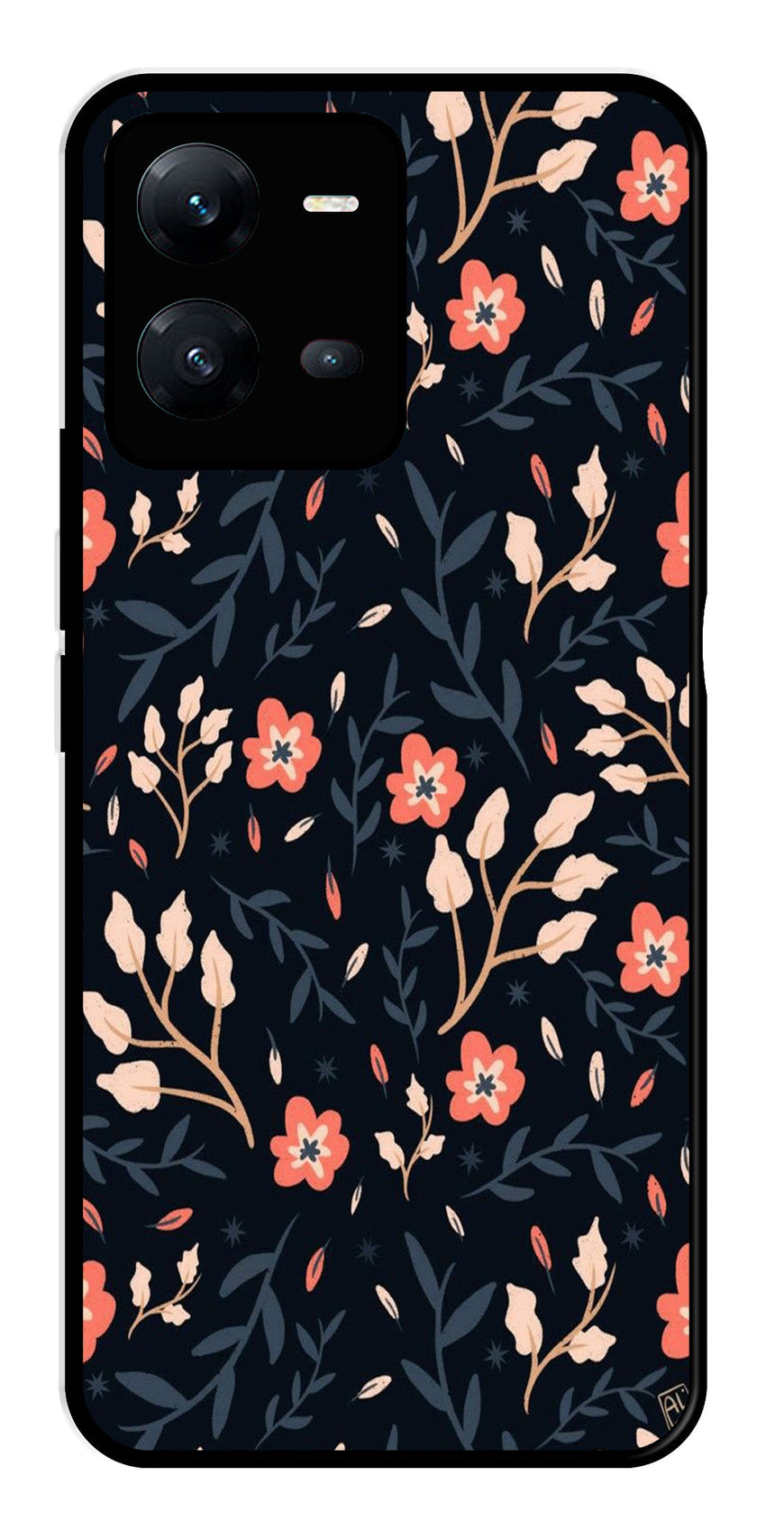 Floral Pattern Metal Mobile Case for Vivo V25 5G   (Design No -10)